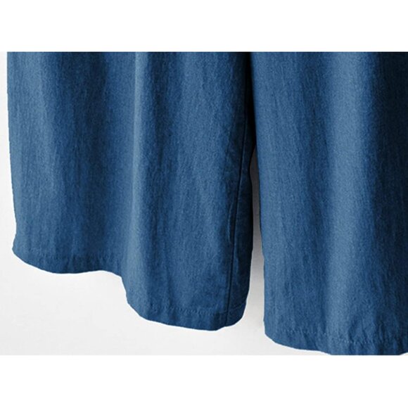 Women Elastic Waist Wide Leg Cropped Denim Pants Casual Flare Capris - Picture 6 of 7